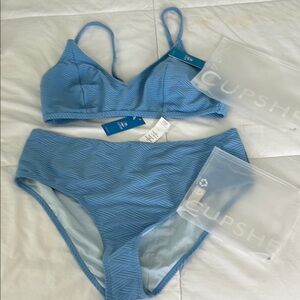 Cupshe Blue Textured Bikini Set
